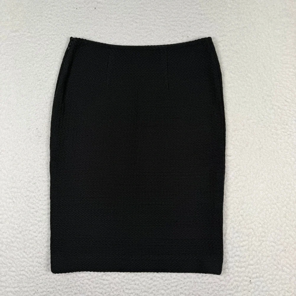 St.‎ John Pencil Skirt Women Petite Black Santana Knit Textured Professional